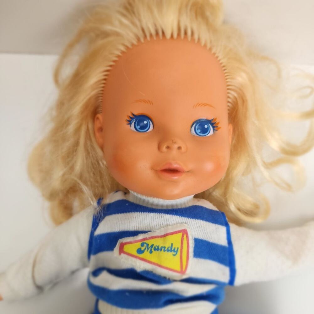 Vintage 1983 Fisher-Price My Friend Mandy Cheerleader Vinyl & Cloth Baby Doll